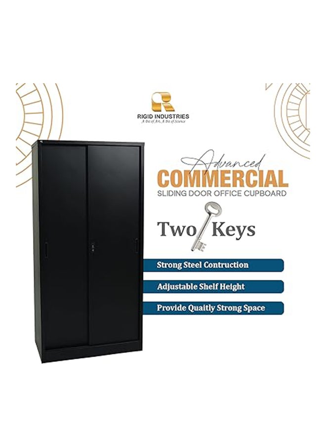 RIGID - Steel Sliding Doors Office Cupboard Black 183x90x40cm - Image 1