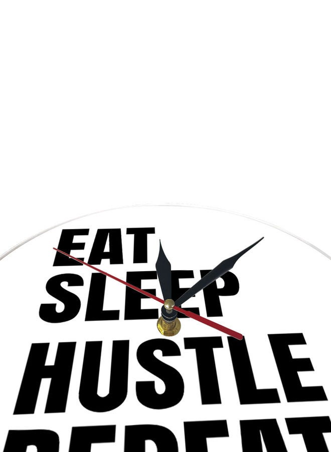 WALL BEAUTY Eat Sleep Hustle Repeat Acrylic Wall Clock Black And White - Image 4