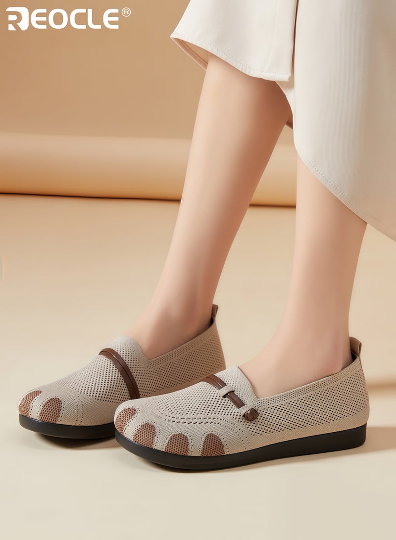 REOCLE Women’s Slip-On Comfort Shoes with Soft Sole and Relaxed Fit Design Elderly Casual Loafers with Lightweight Support for Daily Walking - Image 1