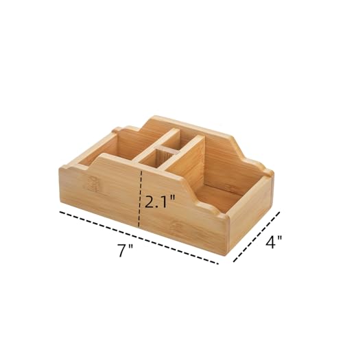 Dicunoy 2 Pack Small Sugar Packets Holder, Bamboo Tea Bag Organizer, 4 Sectionals Tabletop Organizer Caddy for Honey Sticks, Stir Sticks, Sweetener, Coffee Stirrers, Church Kitchen, Countertop - Image 2