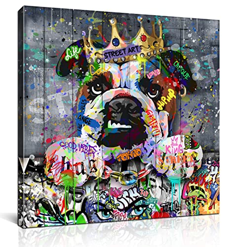 SIXTTART Dog Wall Art  Kids Room Animal Wall Decor  Graffiti Playroom Art  Ready to Hang 20 x 20