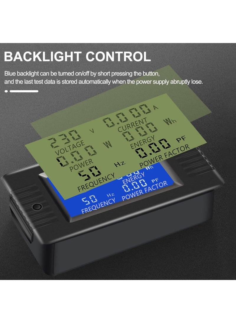 Cobest AC Power Meter, 80-260V 100A Voltage Current Color LCD Display Panel, Current Voltage Amperage Energy Meter Monitor, Digital Ammeter Voltmeter with Split Core Current Transformer CT, AC 100A Meter - Image 3