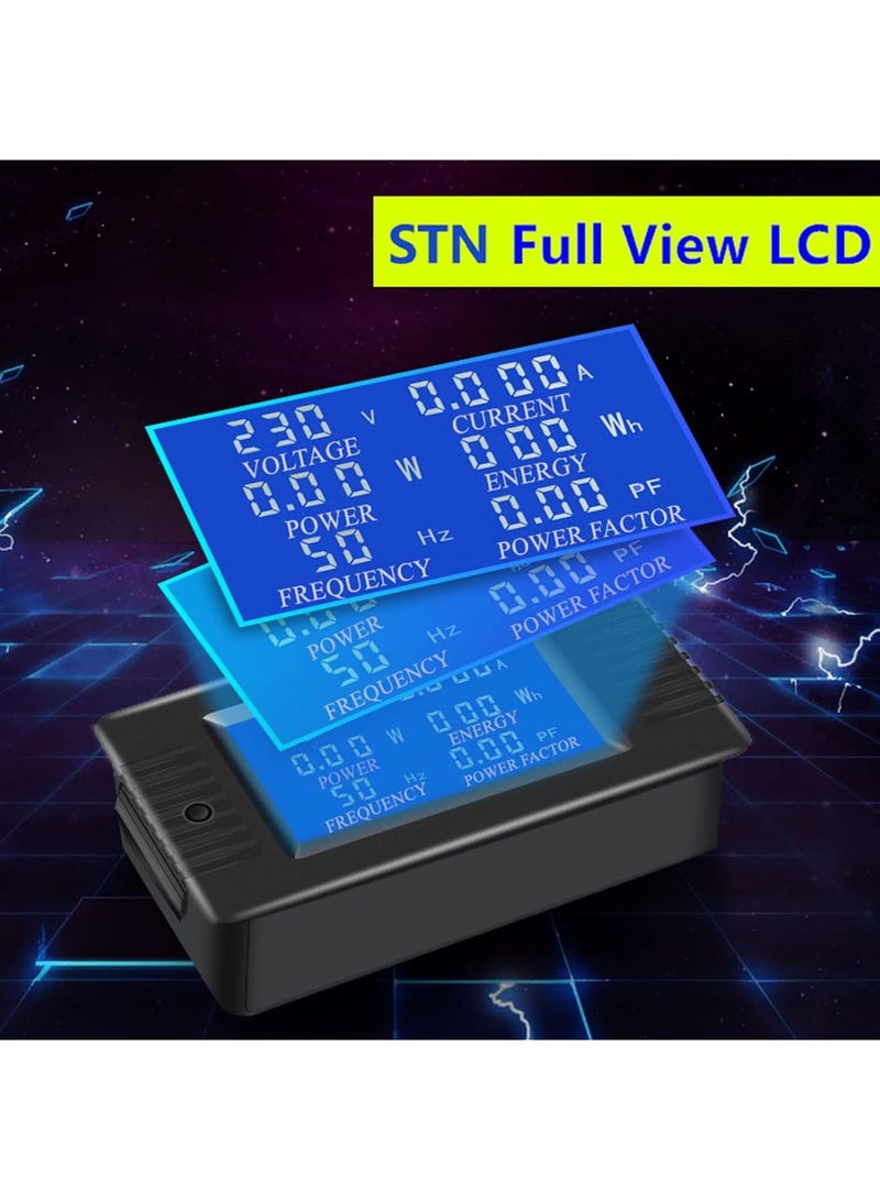 Cobest AC Power Meter, 80-260V 100A Voltage Current Color LCD Display Panel, Current Voltage Amperage Energy Meter Monitor, Digital Ammeter Voltmeter with Split Core Current Transformer CT, AC 100A Meter - Image 2