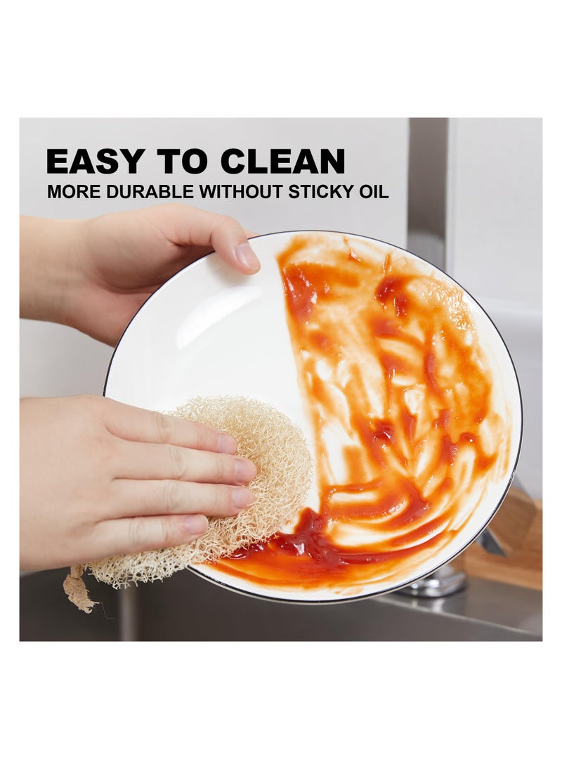 SOLARAE Loofah Dish Sponges, Natural & Reusable Dishwashing Sponges, Power Cleaning and Easy Storage, Without Irritating Elements, Multi-Purpose Loofah, for Kitchen, Kitchen Scrubber Loofahs (6 Pack) - Image 5
