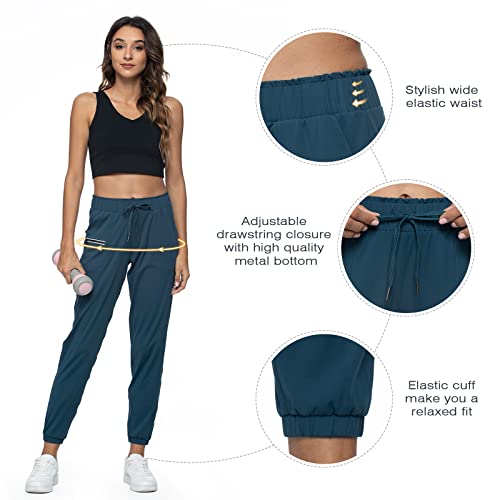 Haowind Joggers for Women with Pockets Elastic Waist Workout Sport Gym Pants Comfy Lounge Yoga Running Pants(Dark Green M) - Image 5