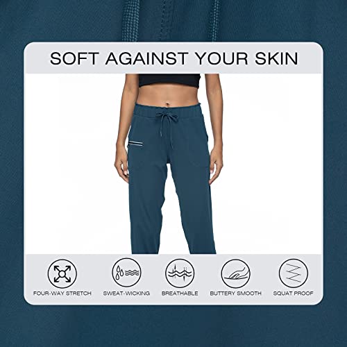 Haowind Joggers for Women with Pockets Elastic Waist Workout Sport Gym Pants Comfy Lounge Yoga Running Pants(Dark Green M) - Image 4