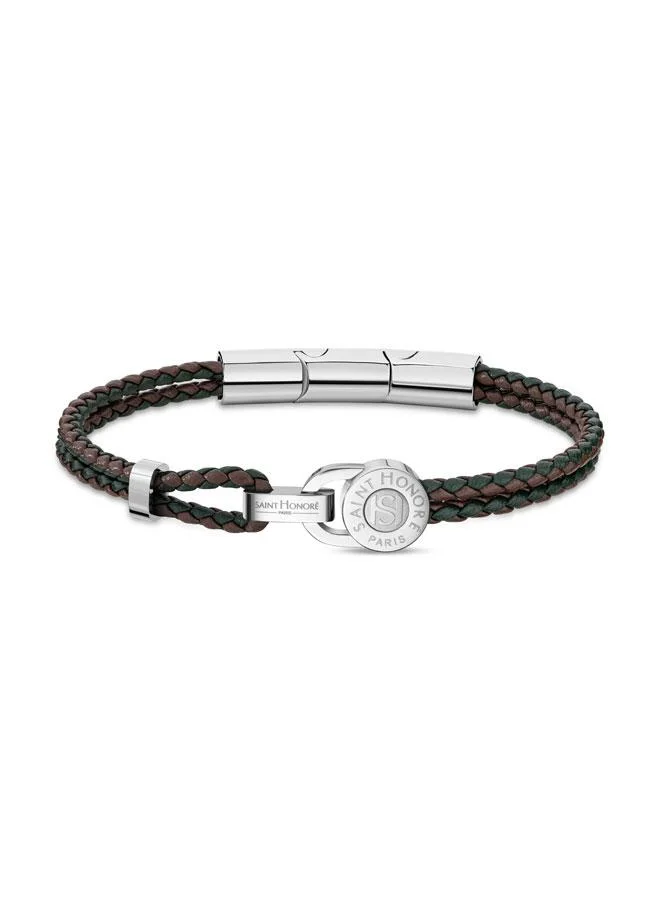 Saint Honore Paris Lock Coin Braided Leather Bracelet for Men