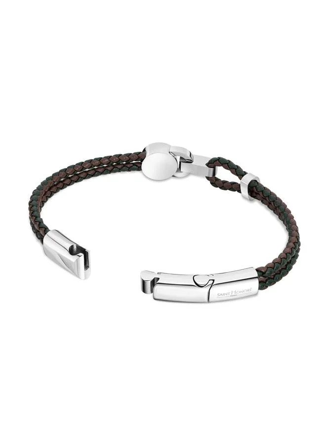 Saint Honore Paris Lock Coin Braided Leather Bracelet for Men