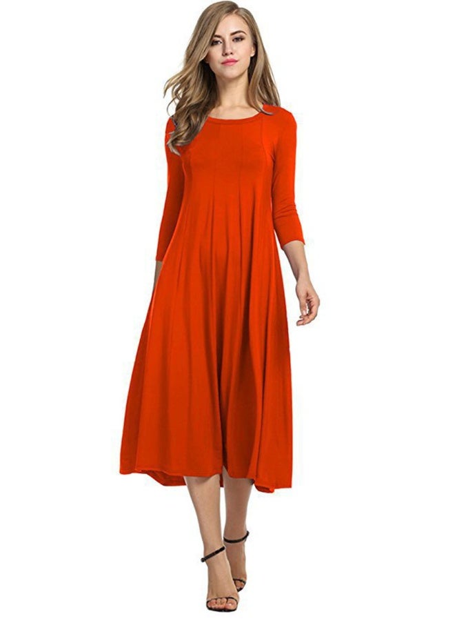 NIBEMINENT Women's 3/4 Sleeve A-line and Flare Midi Long Dress - Image 1
