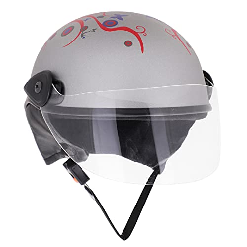 Western Era Unisex Half Helmet for Men & Women | Clear Visor | Comfort & Safety | Enhanced Design | Color - Silver Matte || Red Decal (Small) - Image 3