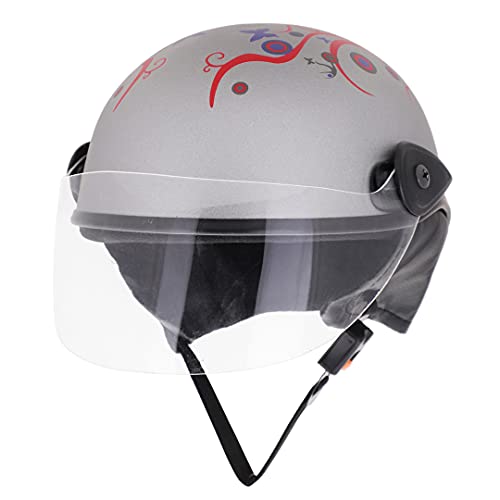 Western Era Unisex Half Helmet for Men & Women | Clear Visor | Comfort & Safety | Enhanced Design | Color - Silver Matte || Red Decal (Small) - Image 4