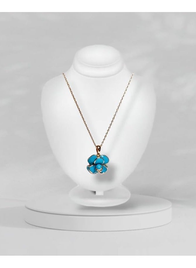 بونكا قلادة نسائية انيقة بتصميم عصري مع دلاية متنوعة من بونكا سلسة الورد الأزرق الرائع - Image 2