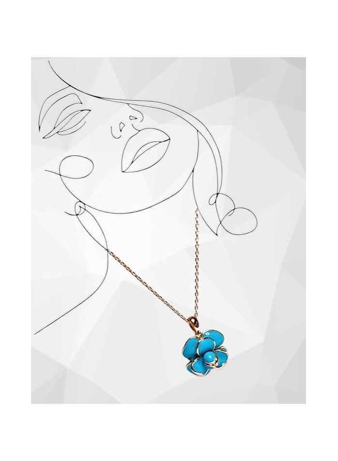 بونكا قلادة نسائية انيقة بتصميم عصري مع دلاية متنوعة من بونكا سلسة الورد الأزرق الرائع - Image 3