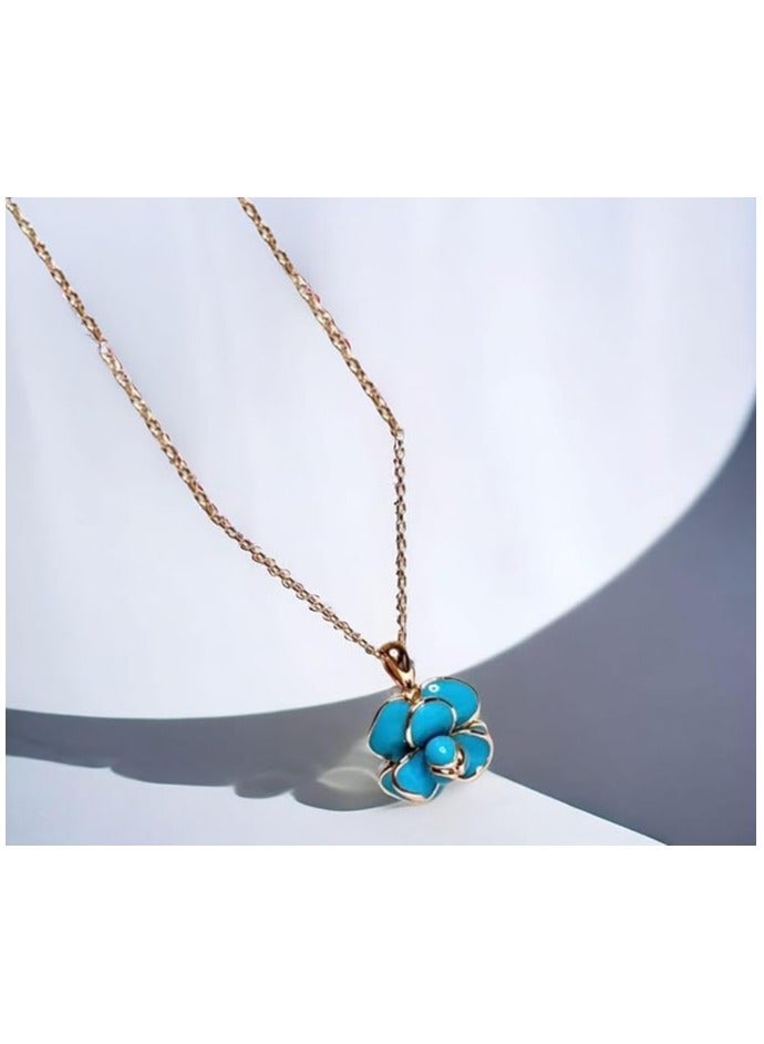 بونكا قلادة نسائية انيقة بتصميم عصري مع دلاية متنوعة من بونكا سلسة الورد الأزرق الرائع - Image 4