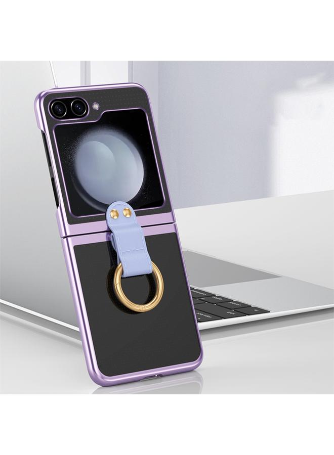 اس-توب جراب لهاتف Samsung Galaxy Z Flip5 5G مصنوع من حلقة مطلية بالكهرباء وشفاف من البولي كربونات ومقاوم للصدمات - Image 4