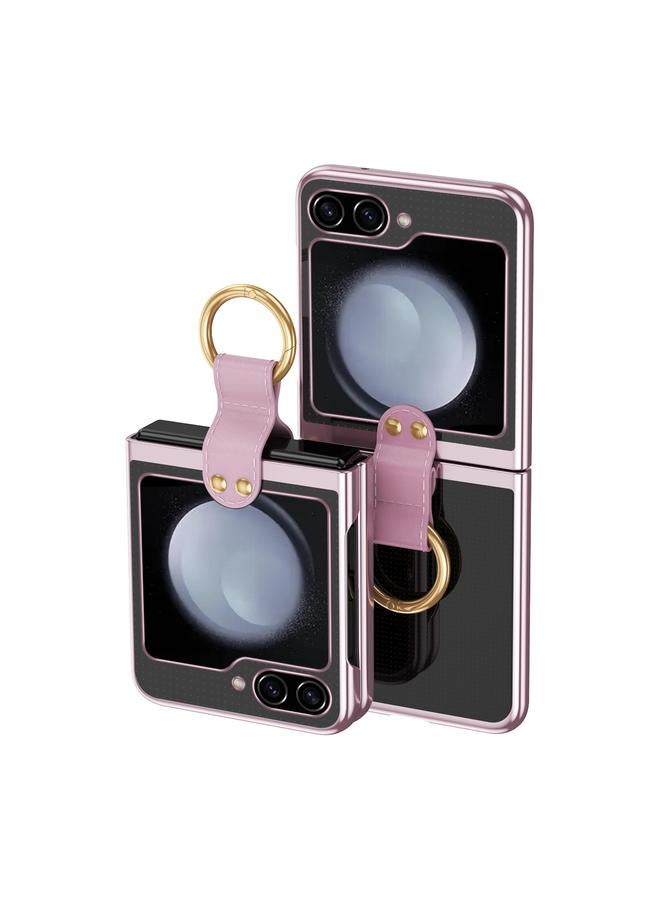 اس-توب جراب لهاتف Samsung Galaxy Z Flip5 5G مصنوع من حلقة مطلية بالكهرباء وشفاف من البولي كربونات ومقاوم للصدمات - Image 1