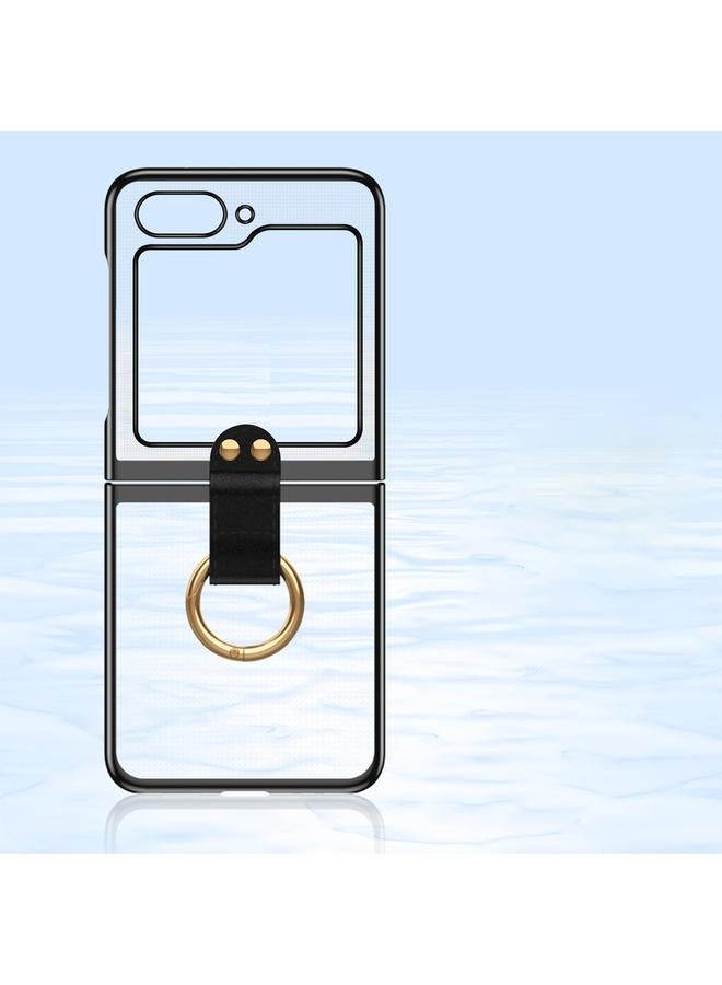اس-توب جراب لهاتف Samsung Galaxy Z Flip5 5G مصنوع من حلقة مطلية بالكهرباء وشفاف من البولي كربونات ومقاوم للصدمات - Image 2