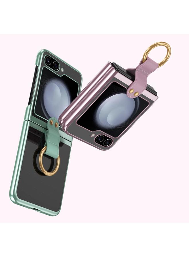 اس-توب جراب لهاتف Samsung Galaxy Z Flip5 5G مصنوع من حلقة مطلية بالكهرباء وشفاف من البولي كربونات ومقاوم للصدمات - Image 5