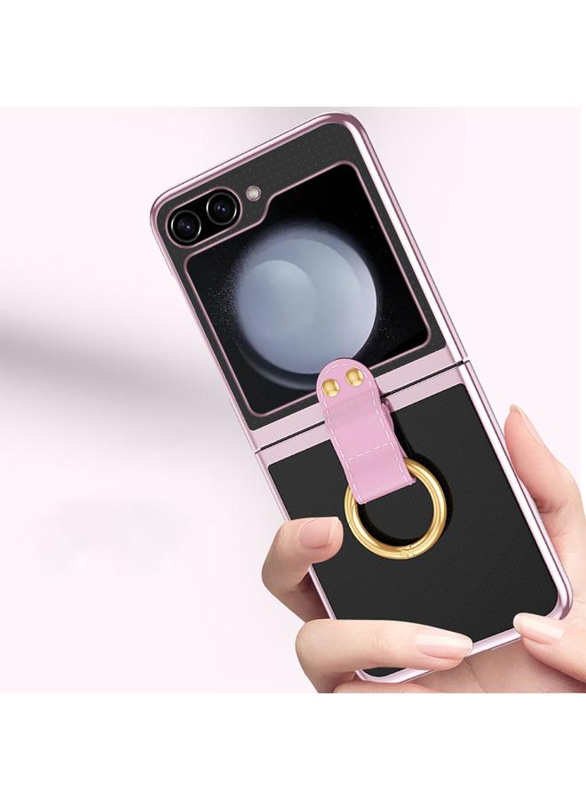 اس-توب جراب لهاتف Samsung Galaxy Z Flip5 5G مصنوع من حلقة مطلية بالكهرباء وشفاف من البولي كربونات ومقاوم للصدمات - Image 3