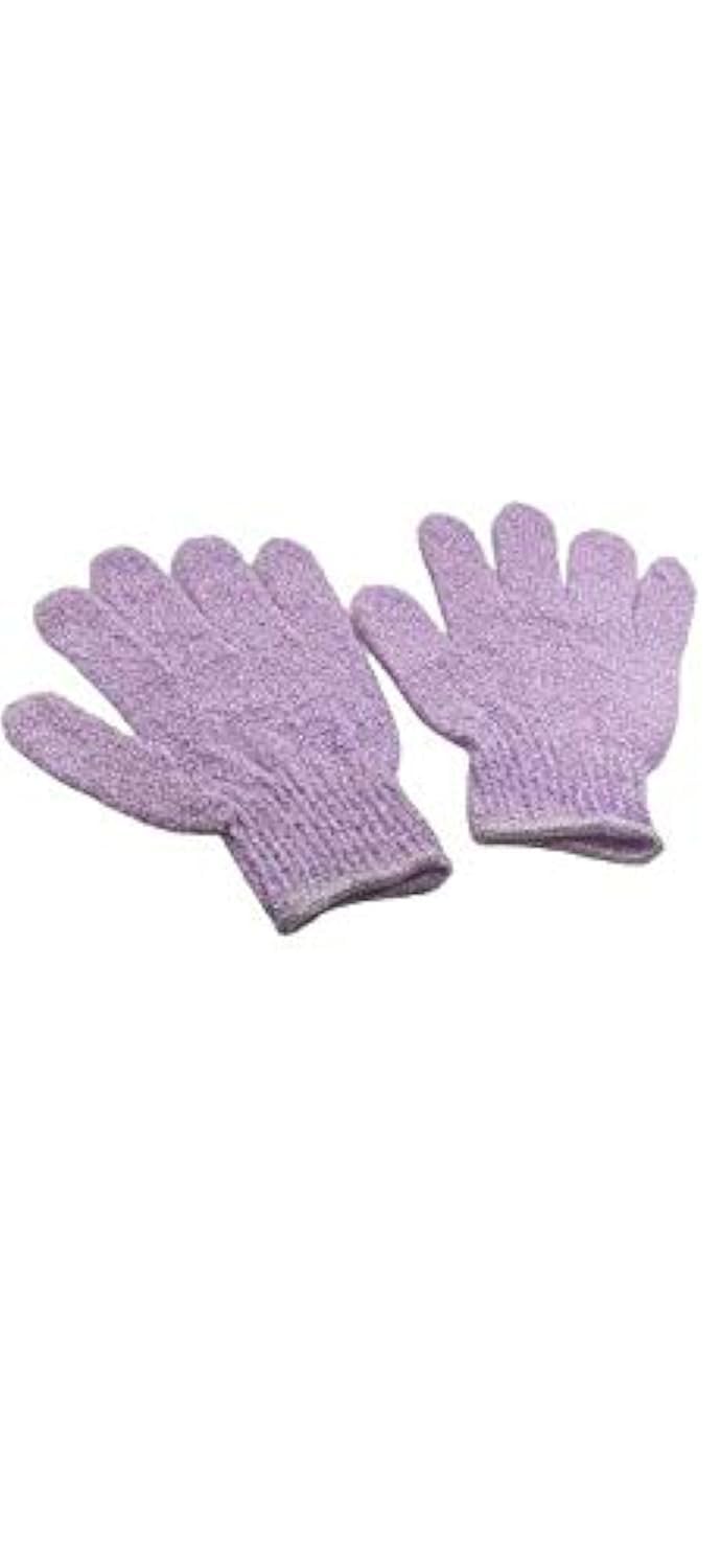 BRUSHMAN Exfoliating Dual Texture Bath Gloves for Shower, Spa, Massage and Body Scrubs, Dead Skin Cell Remover, Gloves with hanging loop (1 Pair Heavy Glove) (purple) - Image 1