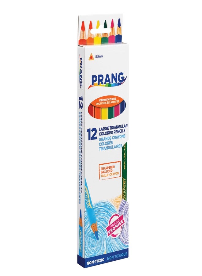 Prang Triangular Colored Pencils With Sharpener, Assorted Colors, 5.5 mm Core, 12 Count - Image 5