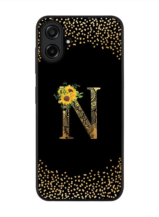 Stylizedd For Samsung Galaxy A07 4G Case,Slim fit Camera Protection, Shockproof Thin Phone cover  - Custom Floral Monogram - N ( Black )