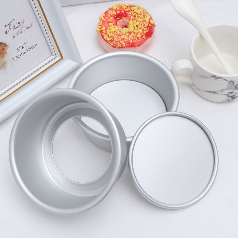 🍳 قالب كيك دائري من سبائك 4 قطع مقاس إنش مع قاع قابل للإزالة وغير لاصق للخبز - Image 1