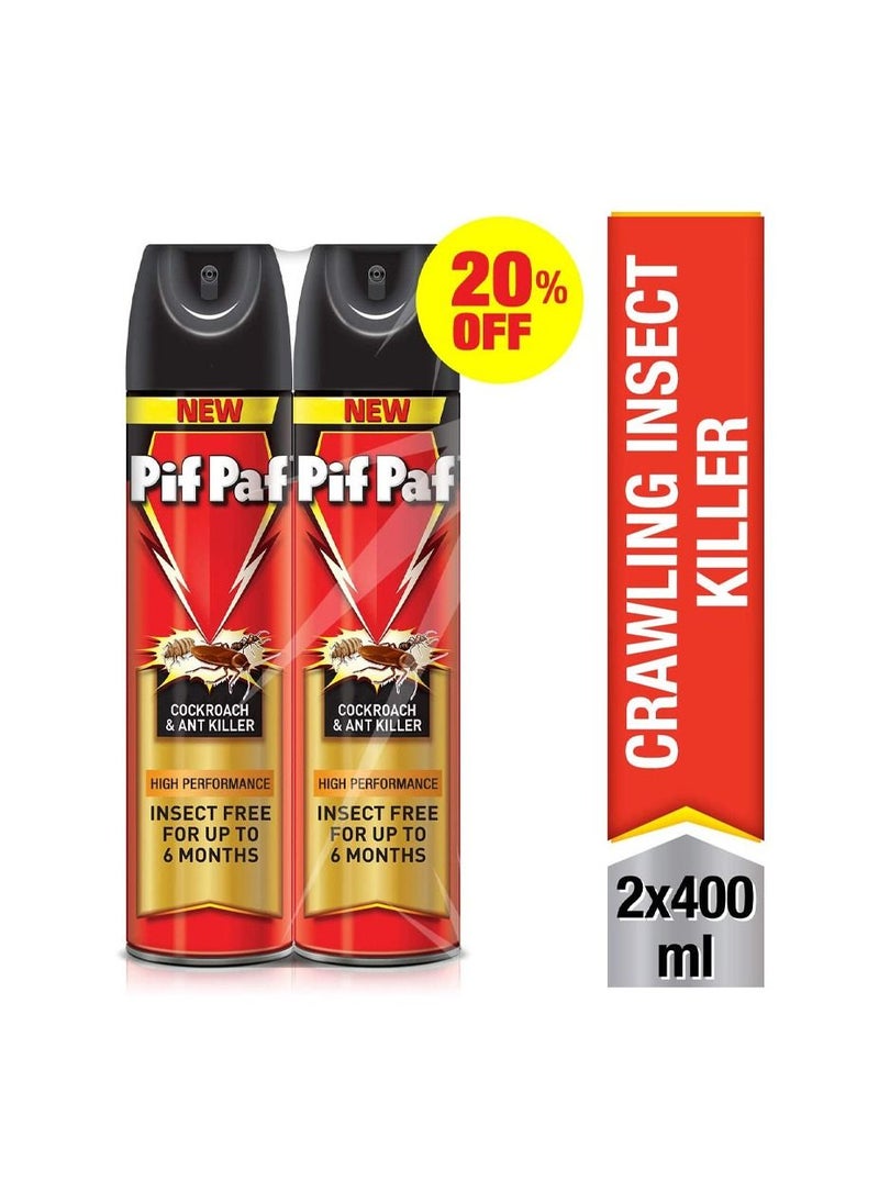 Pif Paf - Cockroach And Ant Killer, Crawling Insect Killer Spray, 400ml, Pack of 2 - Image 1
