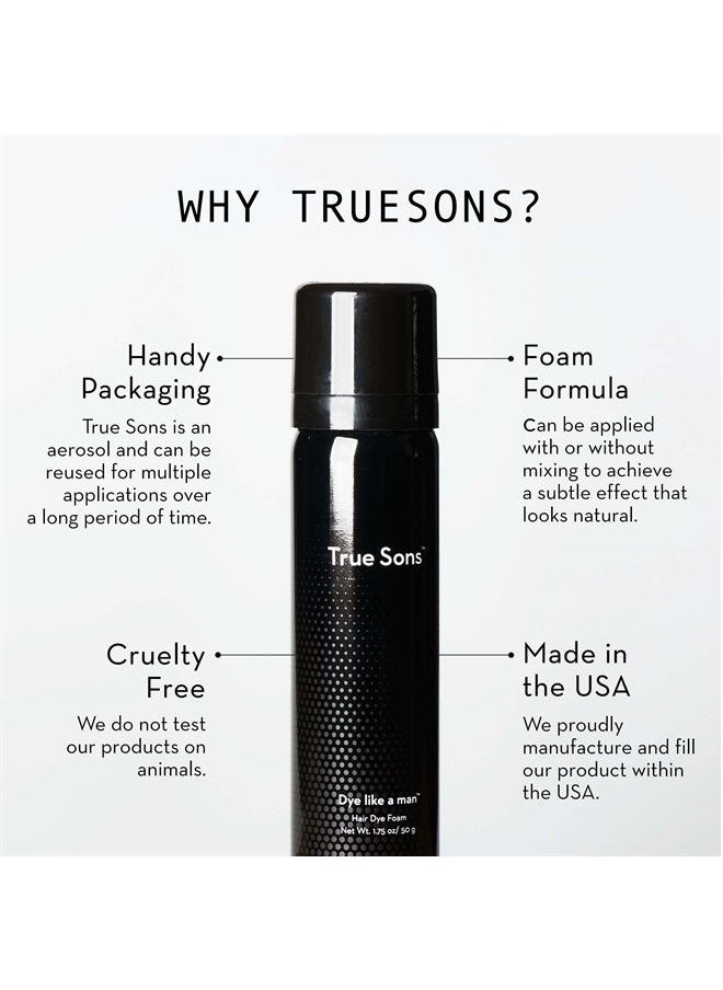 True Sons - Hair Dye for Men With Instant Dye Booster Applicator for Grey Hair Color - Complete Hair Dye Kit for Natural Look - Mustache and Beard Hair Dye (1.75 oz) 4-6 Applications per Bottle (1 Bottl - Image 1