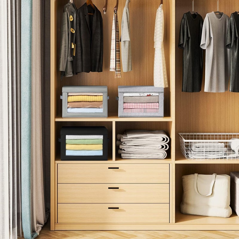 Foldable Clothing Storage Box 1Pack Wardrobe Storage Organiser Beige Fabric Storage Box Drawer for Wardrobe Closet Drawer Organisers,Home Storage - Image 1