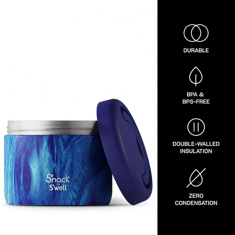 S'well S'well S'nack Stainless Steel Food Container - 24 Oz - Azure Forest - Double-Layered Insulated Bowls Keep Food Cold for 8 Hours and Hot for 6 - BPA-Free  - Image 3