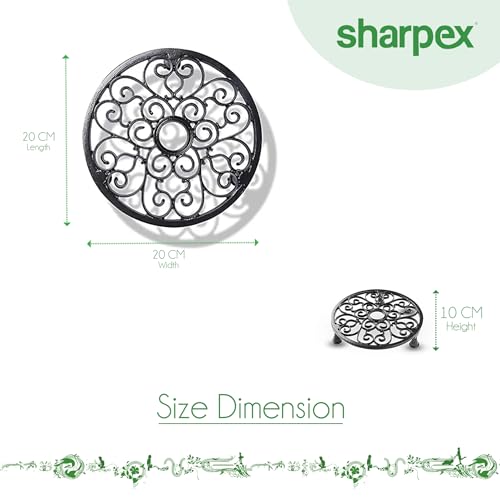 Sharpex Metal Pot Stand Indoor/Outdoor, Rustproof Sturdy Potted Plant Stand Ideal for Home Garden Balcony Living Room Decor (Black-Set of 4) - Image 2