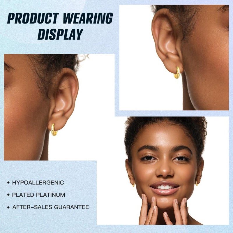 Cycuff 925 Sterling Silver Hoop Earrings Colorful Cubic Zirconia Jewelry Earrings for Women Set Earring Gifts for Her (Gold Star Dot Earrings) - Image 4
