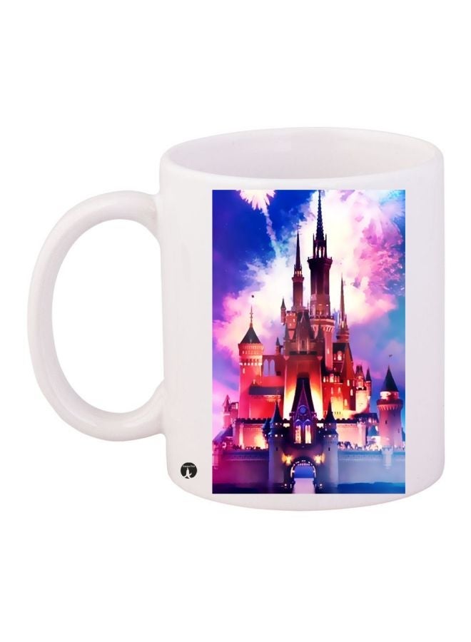 Cinderella Castle Printed Coffee Mug White/Blue/Brown 11ounce