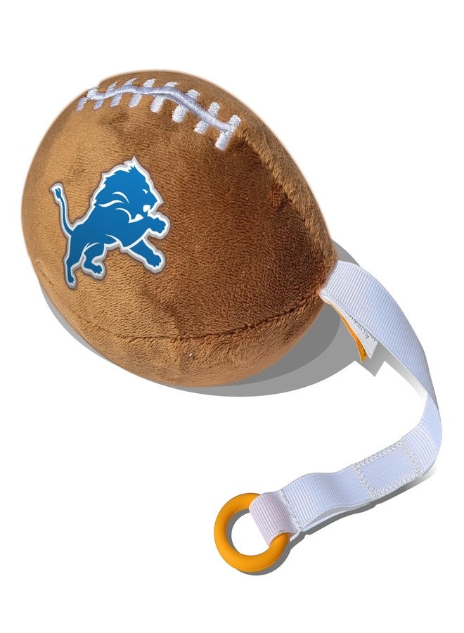 Smilo Detroit Lions Plush Football Pacifier Holder by Smilo - Officially Licensed NFL Soother Holder - Soft Plush Toy and Dummy Holder - Fits Any Pacifier - Stroller Accessory & Newborn Essential - Image 1