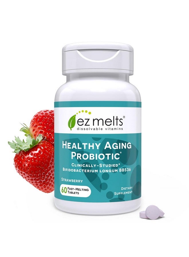 EZ Melts Dissolvable Healthy Aging Probiotic, Bifidobacterium Longum BB536 (2 Billion CFU), Sugar-Free, Probiotics for Women & Men 50+, 2-Month Supply - Image 1