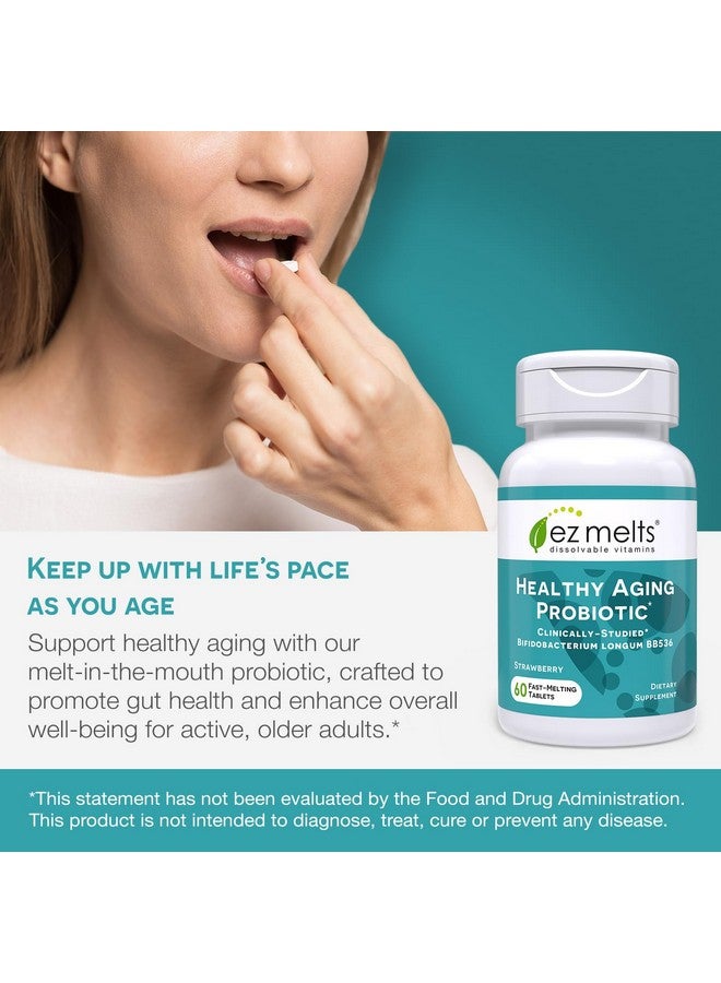 EZ Melts Dissolvable Healthy Aging Probiotic, Bifidobacterium Longum BB536 (2 Billion CFU), Sugar-Free, Probiotics for Women & Men 50+, 2-Month Supply - Image 2