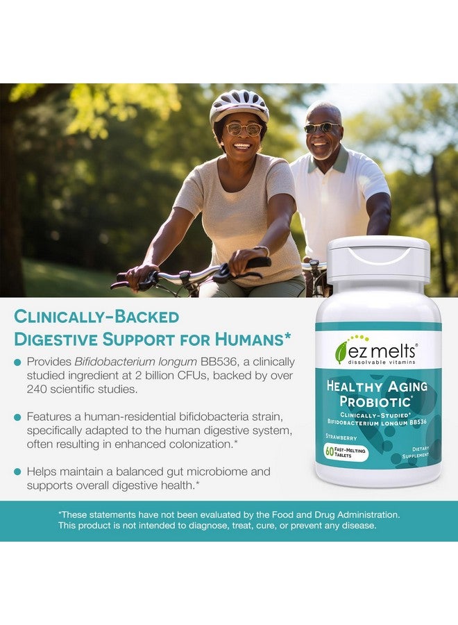 EZ Melts Dissolvable Healthy Aging Probiotic, Bifidobacterium Longum BB536 (2 Billion CFU), Sugar-Free, Probiotics for Women & Men 50+, 2-Month Supply - Image 4