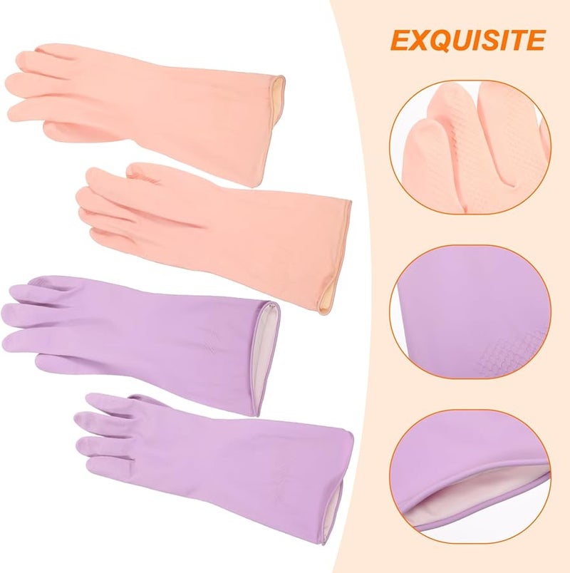 Reusable Kitchen Gloves 2 Pairs Latex Dishwashing Gloves for Cleaning and Food Preparation - Image 4