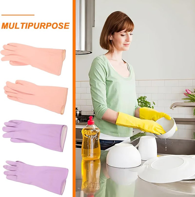 Reusable Kitchen Gloves 2 Pairs Latex Dishwashing Gloves for Cleaning and Food Preparation - Image 3