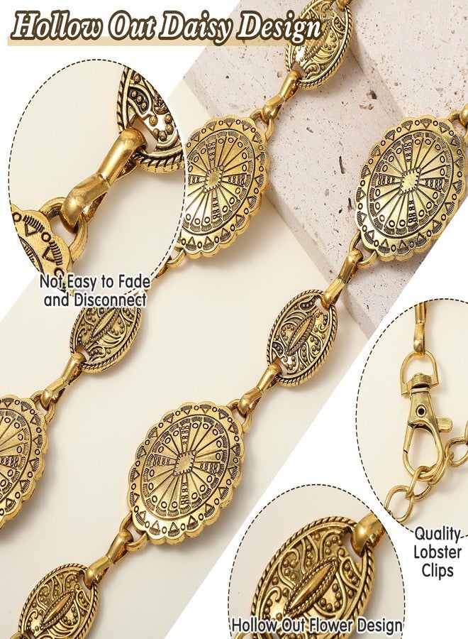 Amabro Women Adjustable Chain Belt Concho Western Cowgirl Waistband Skinny Vintage Dress Belt for Concert Outfit(Gold) - Image 5