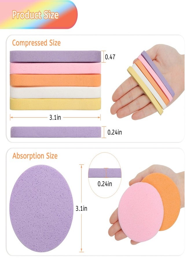 Luxiv 120 Pcs Facial Sponge Compressed, Luxiv 5 Colors Face Cleansing Sponge Estheticians Compressed Makeup Facial Sponge Round Wash Face Sponges for Women Compress Exfoliating Removal Sponge (Mix-color B) - Image 2
