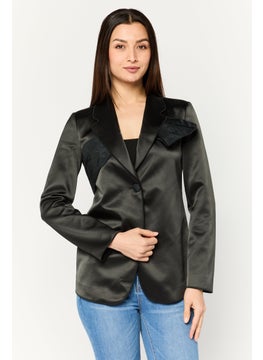 EMPORIO ARMANI Women Regular Fit Plain Semi-Formal Blazer, Black  - Image 1