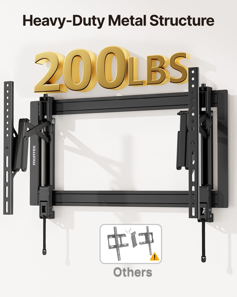 monTEK Heavy Duty Tilting TV Wall Mount Barckt for 37â€“90" TVs up to 200 lbs â€“ Low Profile, Universal Fit, Tilt & Swivel Adjustment, 6.8" Extension, Fits 16"/18"/24" Studs, Max VESA 600x400mm - Image 3