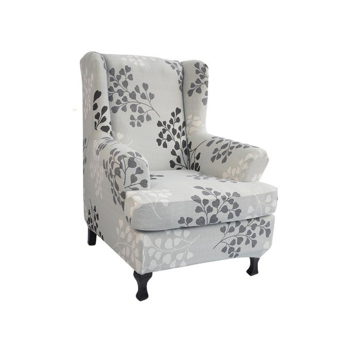 Stretch Wingback Chair Cover 2Piece Printed Wing Chair Slipcover Sofa Slipcover Spandex Floral Armchair Slipcovers Furniture Protector with Elastic Bottom for Living Room 38