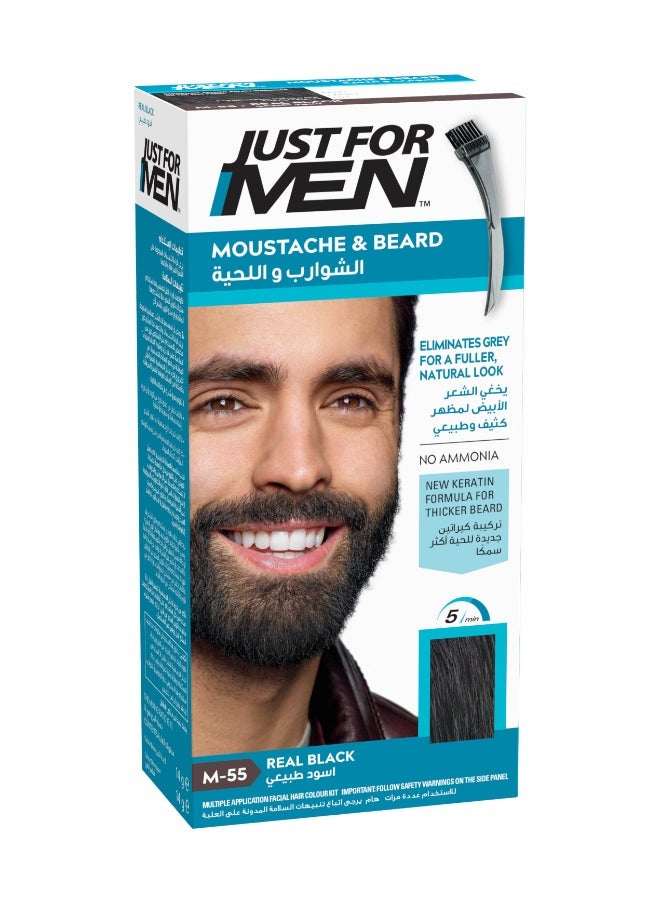 Just For Men Men’s Complete Hair & Beard Color Kit – Real Black (H-55 & M-55) with Biotin, Aloe, and Coconut Oil - Image 2
