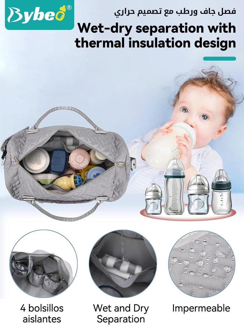 Bybeo Baby Diaper Bag Tote, Multifunctional Mommy Bag, Maternity Baby Changing Bags with Small Bag, Large Capacity Fitness Bag, Stylish Travel Bag, Mom Hospital Bag - Image 3