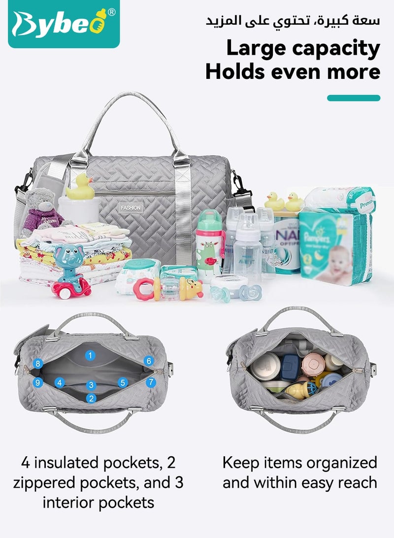 Bybeo Baby Diaper Bag Tote, Multifunctional Mommy Bag, Maternity Baby Changing Bags with Small Bag, Large Capacity Fitness Bag, Stylish Travel Bag, Mom Hospital Bag - Image 4