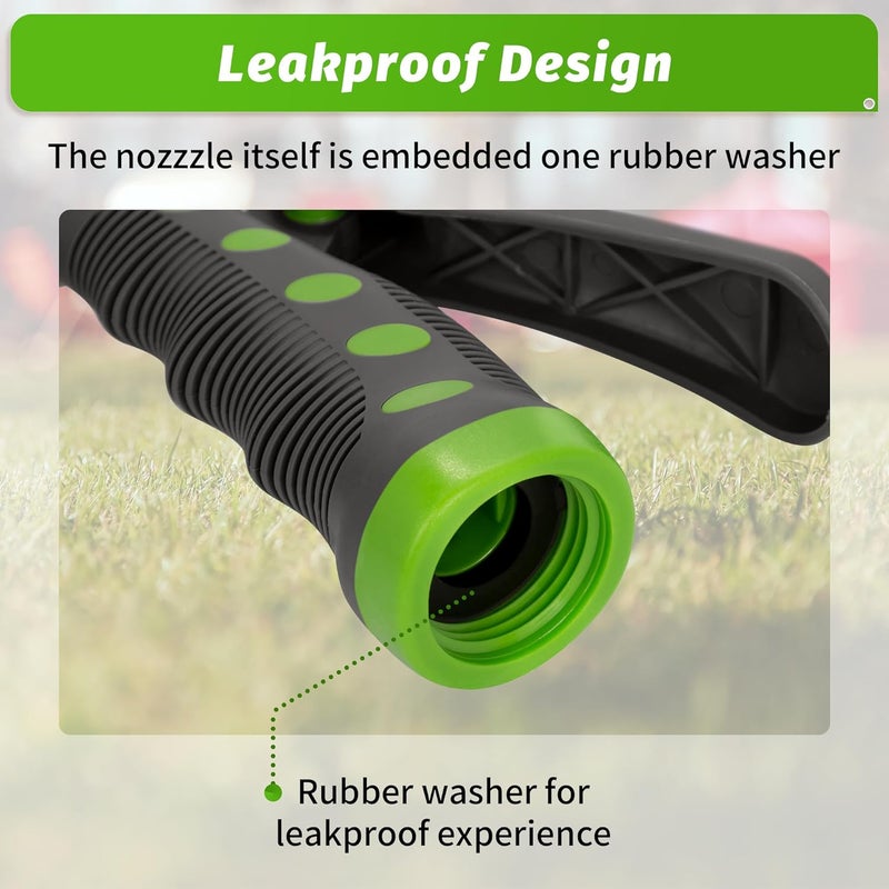 AUTOMAN -Garden-Hose-Nozzle,ABS Water Spray Nozzle with Heavy Duty 7 Adjustable Watering Patterns,Slip Resistant for Watering Plants,Lawn& Garden,Washing Cars,Cleaning,Showering Pets - Green - Image 5