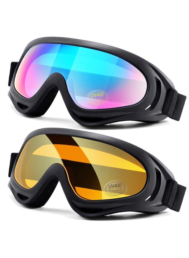 LOEO Motorcycle Goggles 2 Pack-ATV Dustproof Dirt Bike Goggles for Ski Racing Riding, Off Road Waterproof Motocross Goggles - Image 1